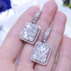 DIER089 3.78ct Mixed Invisible and Prong Set Baguettes and Round Diamond Dangling Earrings