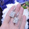 DIER089 3.78ct Mixed Invisible and Prong Set Baguettes and Round Diamond Dangling Earrings - Image 2