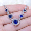 SDN007 Sapphire and Diamond Necklace 14K White Gold