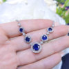 SDN007 Sapphire and Diamond Necklace 14K White Gold - Image 2