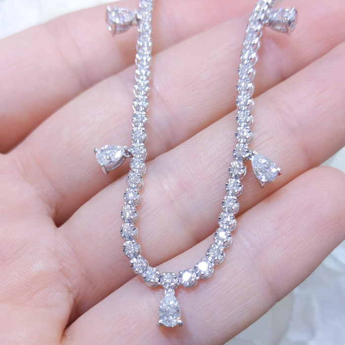 DN044 Natural Diamond 2.12ct 18K White Gold Necklace