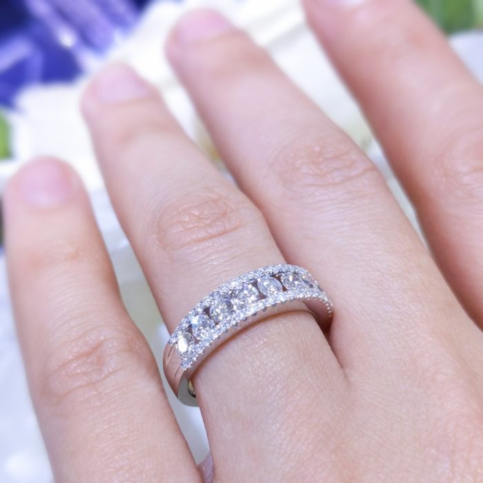 1.02cts In Diamonds Halfway Around Band Fashion Ring Or Wedding Band