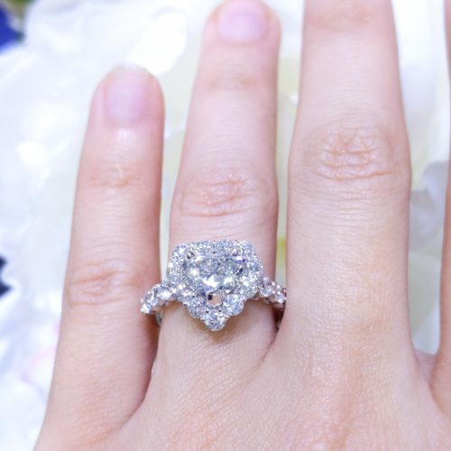 GIA 3.16 Ct Heart Shaped Halo Engagement Ring