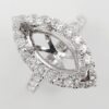 18k White gold marquis halo mounting with 1.12ct round cut diamonds in a prong set