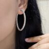 14K White Gold 5.56ct Hoops Natural Diamonds Earrings Oval Style. DIER0145 N,TJJ - Image 2