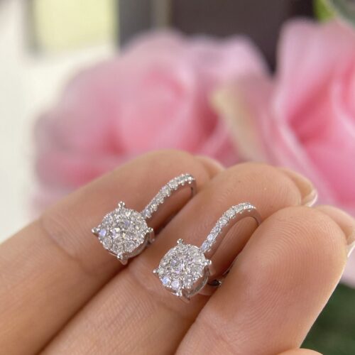 DIER0110 Natural 1.45ct Diamond Studs in 14K White Gold Earrings