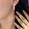14 K Rose Gold Earrings Hoops Oval with 4.50ct in Diamonds. DIER071 N,IJJ